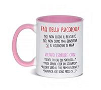 Gattablu Tazza Mug Color Rosa 11 oz FAQ della Psicologa, Le risposte Divertenti alle Frasi da Non Dire ad Una psicologa, Divertente Idea Regalo per Laurea in Psicologia