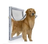 Gattaiola per Animali di Grossa Taglia Porta for cani di grandi dimensioni in PVC con chiusura automatica, accessorio sicurezza in entrambe le direzioni deflettore(Full Door White,L32x5x46cm)