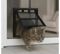 Gattaiola per zanzariera fissa 23,7 × 29 cm - Passaggio gatto & piccolo cane bloccabile 2 sensi - Posa senza foratura, Telaio a clip su tela - Compatibile con porte/telai scorrevoli - Nero