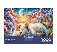Gatti addormentati 1000 Pezzi Gioco Di Allenamento Cerebrale in Cartone Resistente Per La Mente Gatto bianco nuvole perfetto Come Attività Per Le Vacanze E Puzzle-regalo 38x26cm/1000pcs