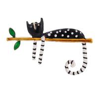 Gatti Bianchi Puntina Per Le Donne Pigri Gatto Penna Squisita Smalto Carino Ramo Distintivo Distintivo Risvolto Gioielli Lazy Pigro Seduto Sulla Razza Albero, Taglia unica, come descritto
