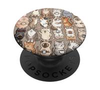 Gatti + cani che amano una tazza di caffè al mattino in amore PopSockets PopGrip Adesivo