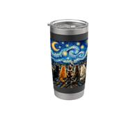 Gatti che guardano la notte stellata amante dei gatti Van Gogh Art Cat Mom Bicchiere termico in acciaio inox doppia parete