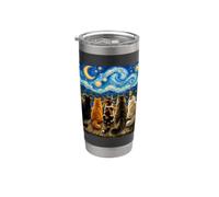 Gatti che guardano la notte stellata amante dei gatti Van Gogh Art Cat Mom Bicchiere termico in acciaio inox doppia parete