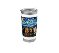Gatti che guardano la notte stellata amante dei gatti Van Gogh Art Cat Mom Bicchiere termico in acciaio inox doppia parete