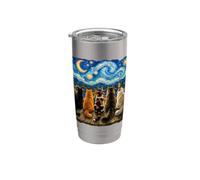 Gatti che guardano la notte stellata amante dei gatti Van Gogh Art Cat Mom Bicchiere termico in acciaio inox doppia parete