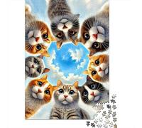 Gatti Circolo Cielo Puzzle Da 1000 Pezzi Per Collezionisti, Cartone Riciclato Premium,Cloud Peeking Arredamento Interno, Regalo Di Pasqua, Gioco Educativo 70x50cm/1000pcs