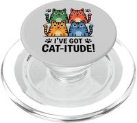 Gatti colorati che mostrano il loro atteggiamento, ho Got Cat-itude PopSockets PopGrip per MagSafe