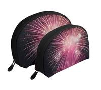 Gatti con occhi gialli portatile Shell Cosmetic Bag Set - Travel Makeup Organizer con cerniera e scomparti interni, Fuochi d'artificio, Taglia unica