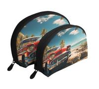 Gatti con occhi gialli portatile Shell Cosmetic Bag Set - Travel Makeup Organizer con cerniera e scomparti interni, Auto Spiaggia, Taglia unica