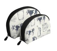 Gatti con occhi gialli portatile Shell Cosmetic Bag Set - Travel Makeup Organizer con cerniera e scomparti interni, Latte fresco, Taglia unica