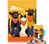 Gatti cowboy nel deserto Puzzle 1000 pezzi per adolescenti Giocattoli di gioco impegnativi Attività divertenti a casa, regali di compleanno, regali di viaggio, 38x26cm
