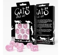 Gatti Dadi Set: Margherita RPG Polyhedrons Rosa Bianco D4 Interno Q-workshop