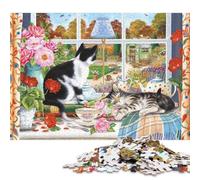 Gatti del tè Puzzle in Legno Per Adulti Puzzle 300 Pezzi Gioco Education Regalo Per Amore E Amico Decorazione Interna Unica Per Gioco Familiare Stress Relief 300pcs (40x28cm)