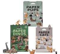 Gatti di carta fai da te, 50 graziosi kit origami gattini, divertenti modelli cani, gatti e dinosauri in 3D, sculture animali for adolescenti adulti, regalo artistico(3PCS)