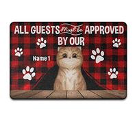 Gatti Divertenti Personalizzati, Tutti Gli Ospiti Devono Essere Approvati Dal Nostro Gatto Tappeto Ingresso Casa Antiscivolo Tappeti D'Ingresso Divertenti Zerbino Di Benvenuto Per Interno 40X60Cm