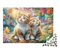 Gatti e conigli che fanno giardinaggio al tramonto_4 Puzzle da 1000 pezzi Due simpatici gattini Adulti dai 12 anni in su Giochi educativi Decorazione per la casa Sfida ad compleanno 38x26 cm
