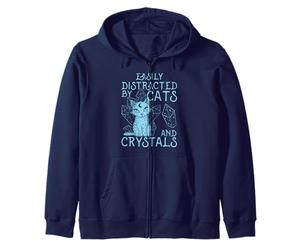 Gatti e Cristalli Pietre di Cristallo Guarigione Strega Spirit Felpa con Cappuccio