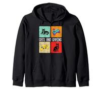 Gatti E Gioco retrò Video Giocatore Giocatore Uomini Ragazzi Bambini Donne Felpa con Cappuccio