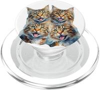Gatti eccitati che attaccano la lingua fuori, divertente PopSockets PopGrip per MagSafe