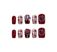 Gatti Eye Press On Nails Breve Piazza Unghie finte Stick On Nails San Valentino Unghie finte Disegni Unghie
