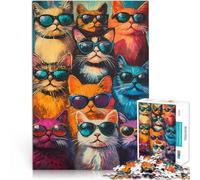 Gatti fantastici con occhiali da sole Puzzle da 1000 pezzi per adulti Gioco di famiglia antistress sfida difficile Decorazioni e regali unici per la casa 38x26cm