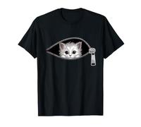 Gatti Gatto Cerniera Mamma Gatto Amante dei Gatti Zip Maglietta