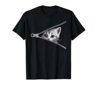 Gatti Gatto Cerniera Mamma Gatto Amante dei Gatti Zip Maglietta