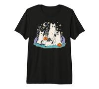 Gatti Neri in Costume Fantasma - Carino Donne e Uomini Halloween Maglietta Premium