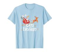 Gatti per Tutti Babbo Natale Gattini Costume di Natale Maglietta, Uomo, Celeste, XXL