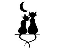 Gatti romantic pvc nero scontornato adesivi murali cat wal sticker cropped 1 PZ.
