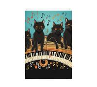 Gatti sdraiati sul pianoforte, bandiera da giardino di benvenuto, 0,9 x 0,9 m, double face, non sbiadisce, per casa, cortile, cortile, cortile, prato, decorazione esterna