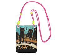 Gatti sdraiati sul pianoforte borsa per telefono cellulare da donna, custodia a portafoglio con tracolla fucusia
