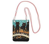 Gatti sdraiati sul pianoforte borsa per telefono cellulare da donna, custodia a portafoglio con tracolla rosa