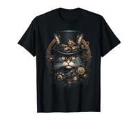 Gatti Steampunk Ingranaggi meccanici vittoriani Maglietta