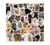 Gatti Stickers, 100 Pezzi Divertenti Meme di Gatti Autoadesivi Impermeabile Vinile Carino Gatto Adesivi Animali Adesivo Graffiti Creativi, Estetici Gommette per Scrapbooking