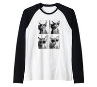 Gattini Abissini Amanti Gattini Abys con Occhiali da Sole Maglia con Maniche Raglan