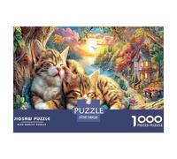 Gattini addormentati, divertente e stimolante gioco per famiglie, puzzle da 1000 pezzi - Due gatti (che riposano) per adulti e bambini, ottima idea regalo. 38x26 cm/1000 pezzi.