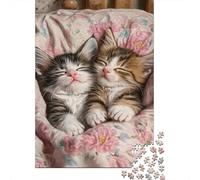 Gattini Addormentati Puzzle 1000 Pezzi Carta per Adulti Scena Coperta Accogliente Gioco di Puzzle 1000 Pezzi Relax Famiglia 70x50cm/1000pcs
