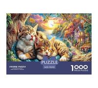Gattini addormentati Puzzle da 1000 pezzi in carta riciclata - Due gatti (che riposano) Attività per tutta la famiglia per la decorazione delle pareti di casa 70x50 cm/1000 pezzi