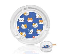 Gattini divertenti-6 posacenere in vetro, posacenere rotondo in cristallo per sigarette, piccolo posacenere in vetro portatile, posacenere moderno decorativo per patio, casa, ufficio, interno/esterno