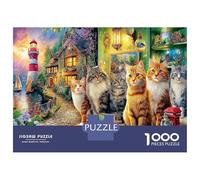 Gattini piovevoli 1000 Pezzi Puzzle Educativo in Cartone Riciclato Con Sfida Difficile Gatti in una stanza accogliente eccellente Per La Creatività E Come Idea Regalo Originale 38x26cm/1000pcs