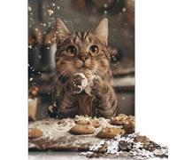 Gattino che cucina Puzzle in Legnos Adulto Puzzle 500 Pezzi Per Gioco Familiare Regalo Per Amore E Amico Gioco EduGattoion Decorazione Interna Unica Stress Relief 500pcs (52x38cm)