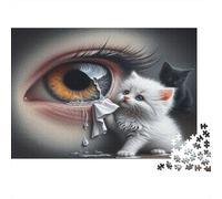Gattino dagli occhi piangenti Puzzles 1000 Pezzi Carta riciclata per adulti Puzzle per adulti Gioco familiare divertente e stimolante Attività divertente per casa Ottima idea regalo 70x50cm/1000pcs