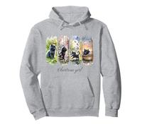Gattino dolce animale domestico acquerello chartreux girl gatto Felpa con Cappuccio