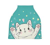 Gattino Gatto Bianco Felice Cuore Auto per Bambini Passeggino Tettoia Copri Seggiolino Copertura Infermieristica per L'Allattamento Al Seno All-In-1 Morbido Traspirante Elastica Tettuccio