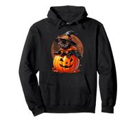 Gattino Gatto Halloween Strega Costume Jack O Lanterna Estetica Felpa con Cappuccio