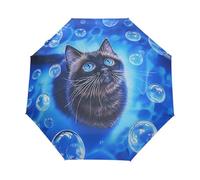 Gattino Gatto Magico Dei Cartoni Animati Blu Ombrello Pieghevole Automatico Ombrelli Antivento Protezione UV da Viaggio per Bambini Ragazzi Ragazze