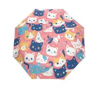 Gattino Gatto Magico Dei Cartoni Animati Ombrello Pieghevole Automatico Ombrelli Antivento Protezione UV da Viaggio per Bambini Ragazzi Ragazze