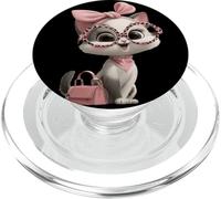 Gattino Grigio Gatto Rosa Leopard Occhiali Glam Fashion Graphic PopSockets PopGrip per MagSafe